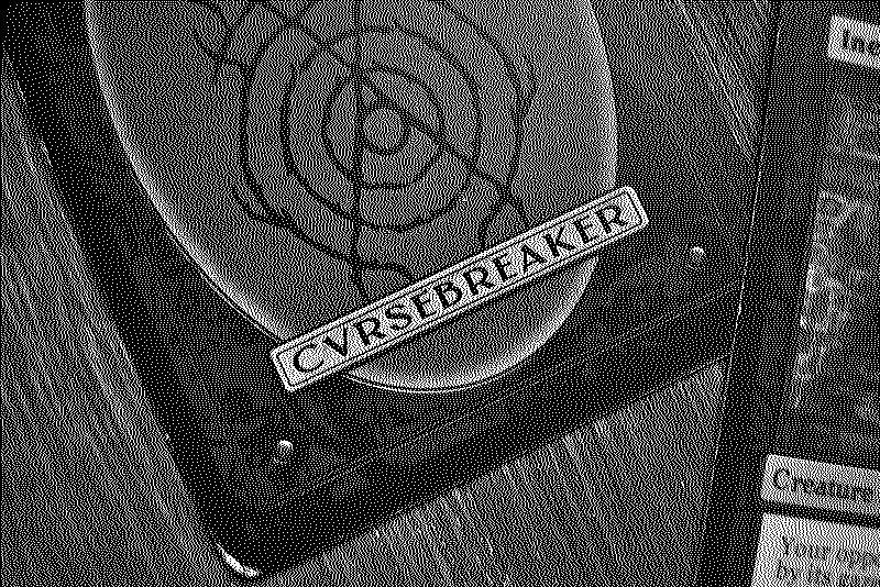 Detail of the sigl and cvrsebreaker text on the back of the card