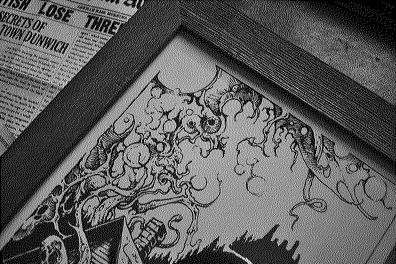 Close-up photo of the print showing the details of the organic cosmic horror