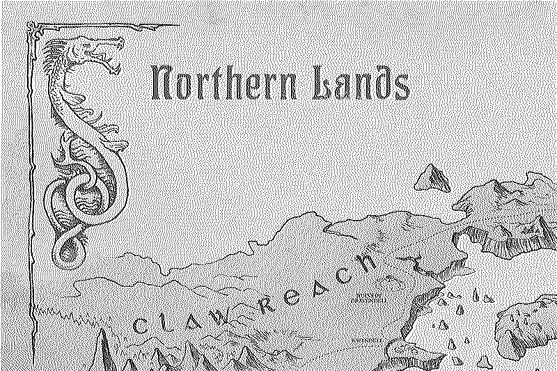 Corner detail of the map of the North showing a great eel