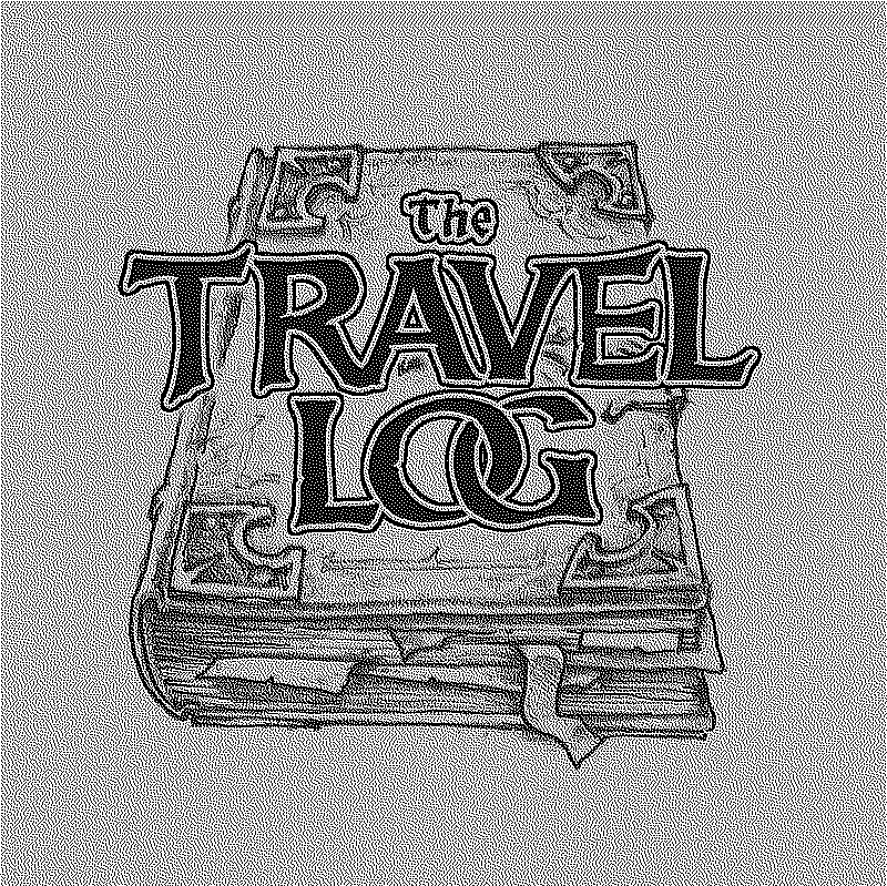 Travel log logo on an old tome illustration