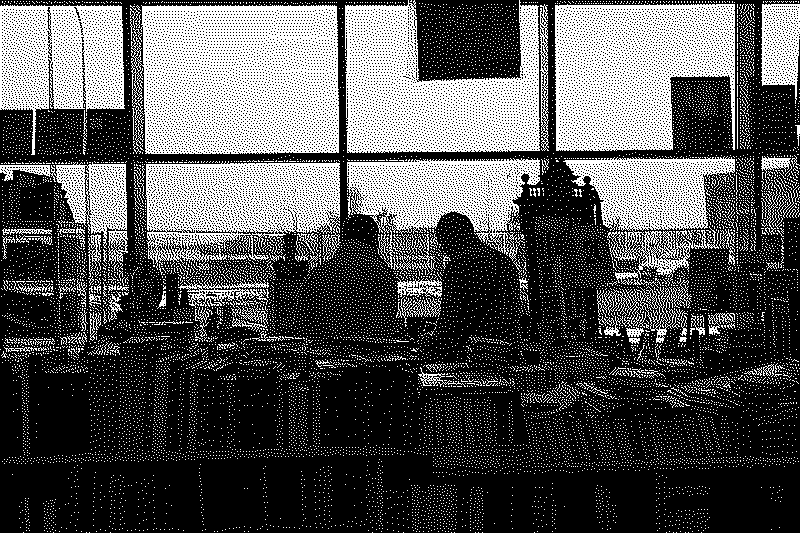 The library section with a view on the harbor