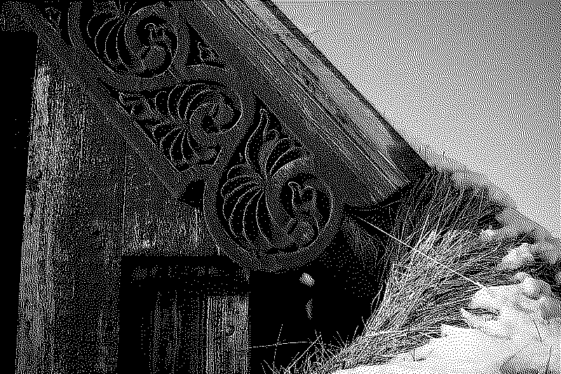 Detail of a carved roof piece from the old church