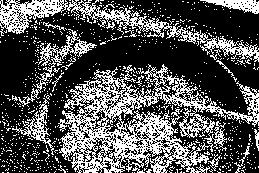 Scrambled tofu in a cast iron pan